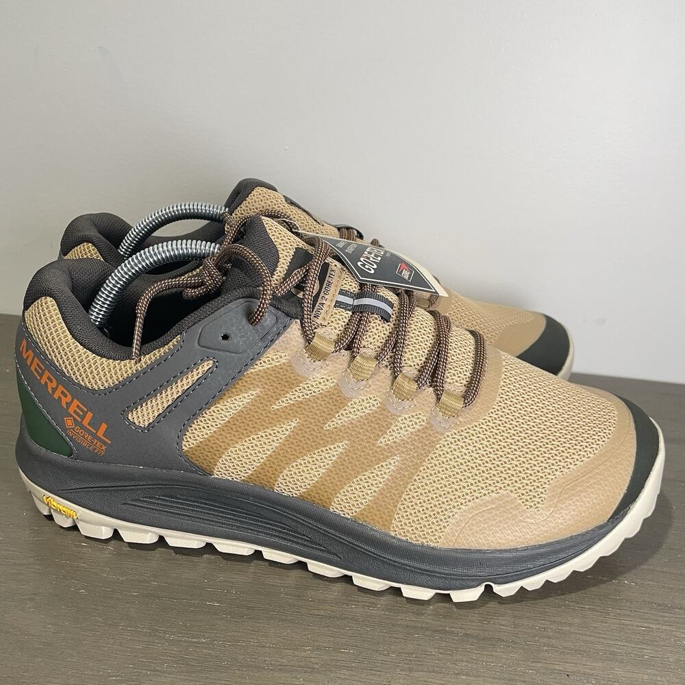 Merrell Mens Size 9.5 WIDE Shoes NEW Vibram Gore Tex Nova 2 Tan GTX Hiking Mesh